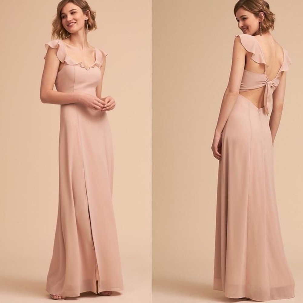 BHLDN Anthropology Diana Blush Pink Nude Bridesmaid Maxi Dress Size Small